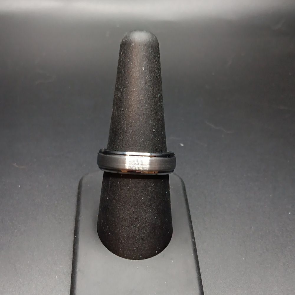 New Blue Tungsten Carbide Men's Size 7 Silver Ring
